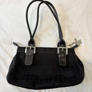 Black Shoulder Bag with Bag Charms Y2K Nine West Buckle Silver Hardware